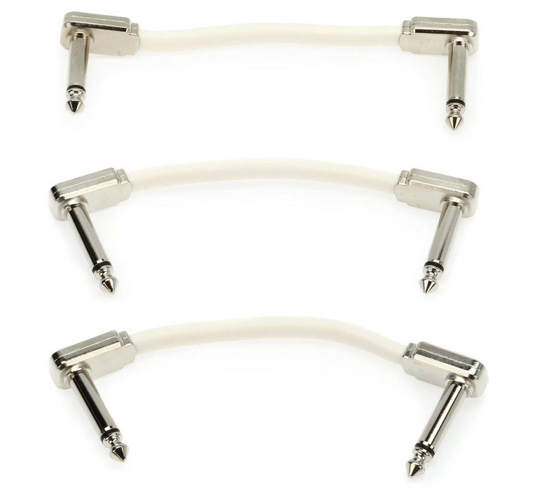 Ernie Ball Flat Ribbon Patch Cable 3in - White - 3 Pack