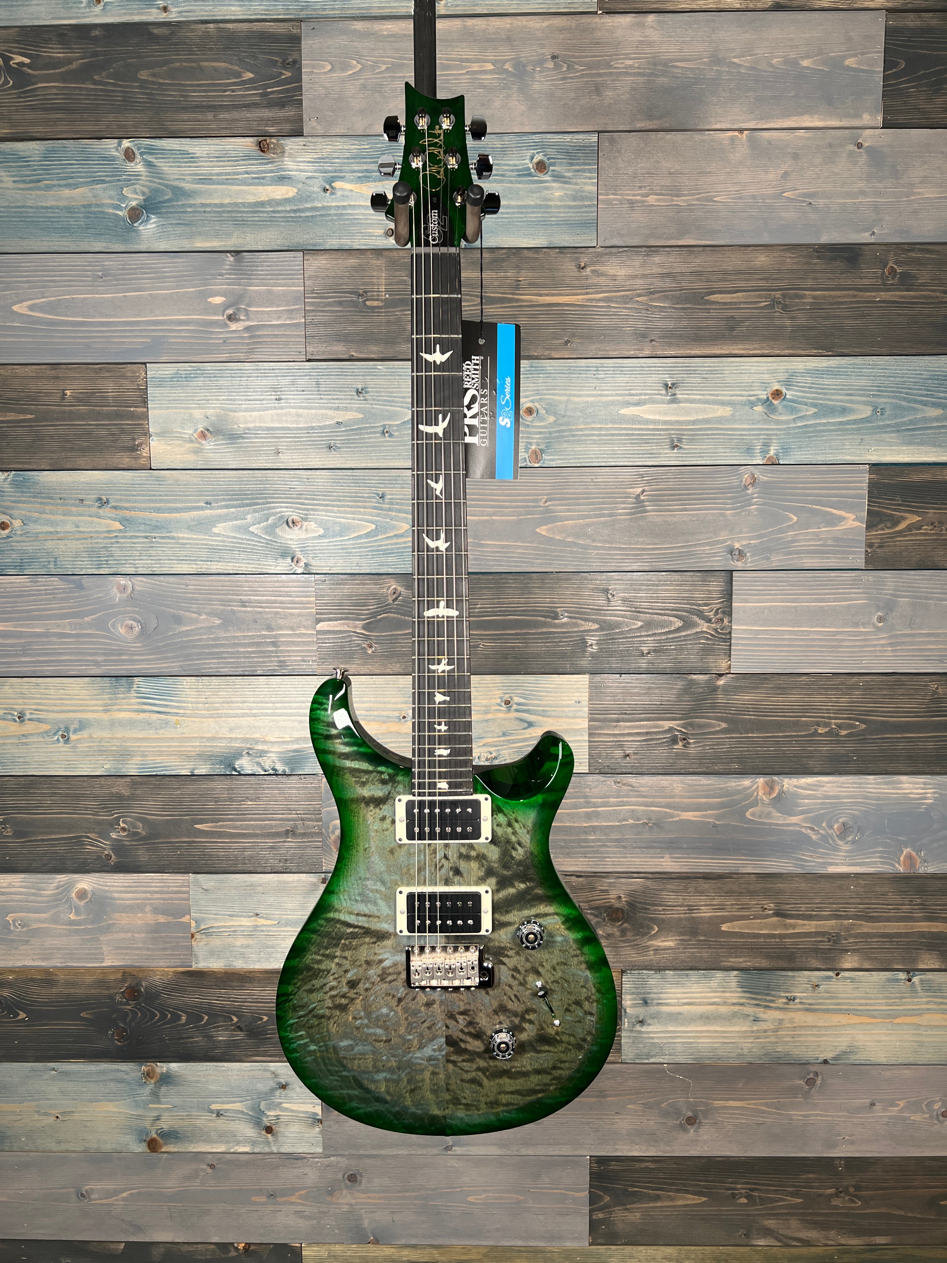 PRS S2 Custom 24 Electric Quilt Top - Faded Grey Black Green Burst