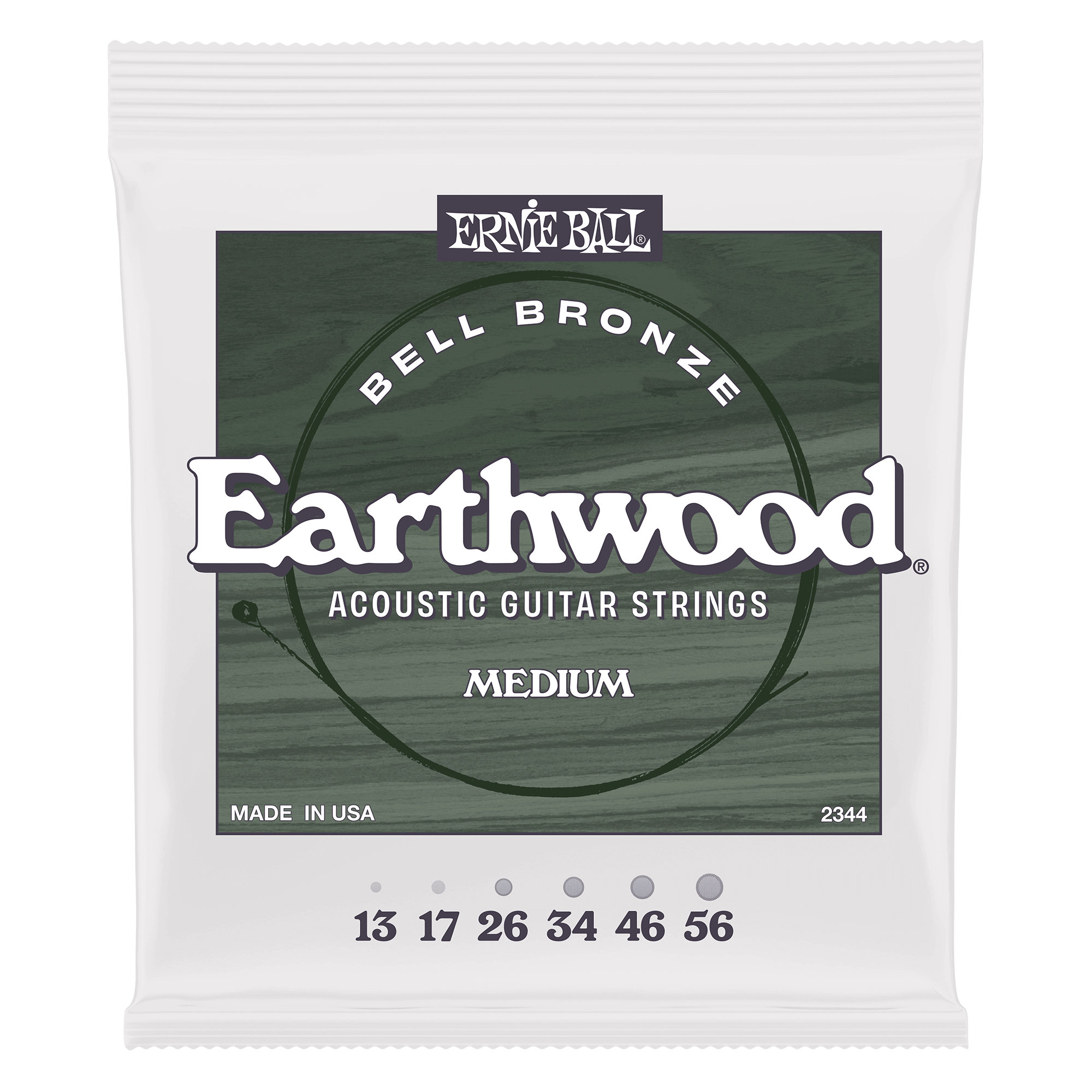 Ernie Ball 2344 Earthwood Medium Bell Bronze Acoustic Guitar Strings 13-56