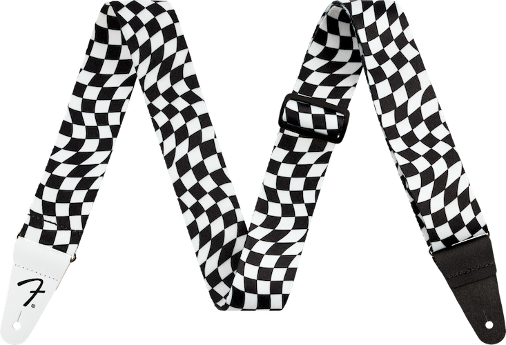 Fender Wavy Checkerboard Polyester Strap, Black/White