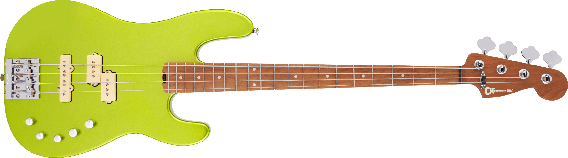 Charvel Pro-Mod San Dimas Bass PJ IV, Caramelized Maple Fingerboard, Lime Green Metallic