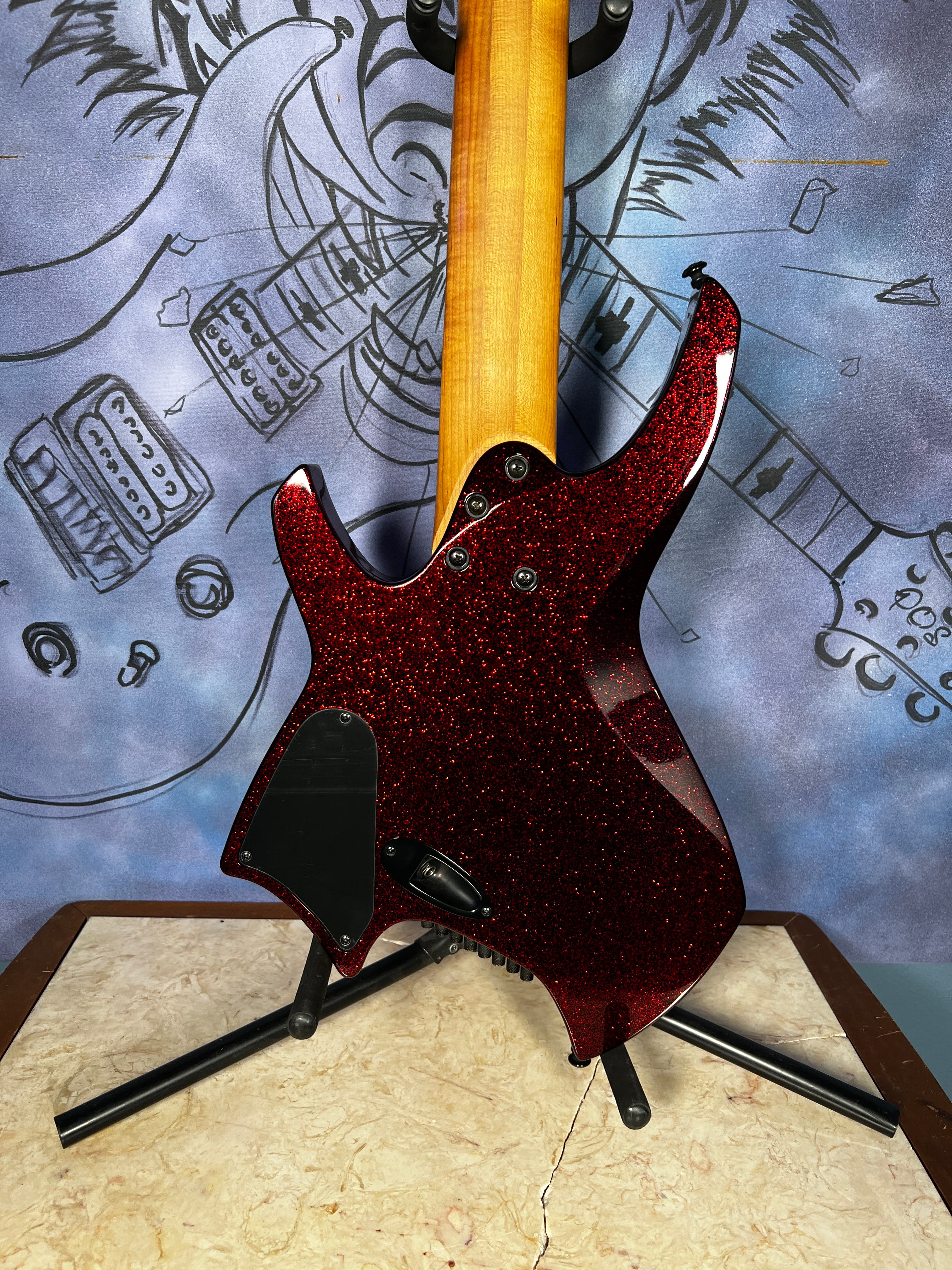 USED Ormsby Goliath GTR Run 17 SPARKLE 8 String - Red Sparkle