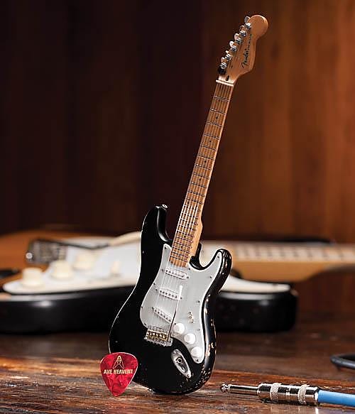 Axe Heaven Fender Stratocaster Black Vintage Distressed Miniature Guitar Replica
