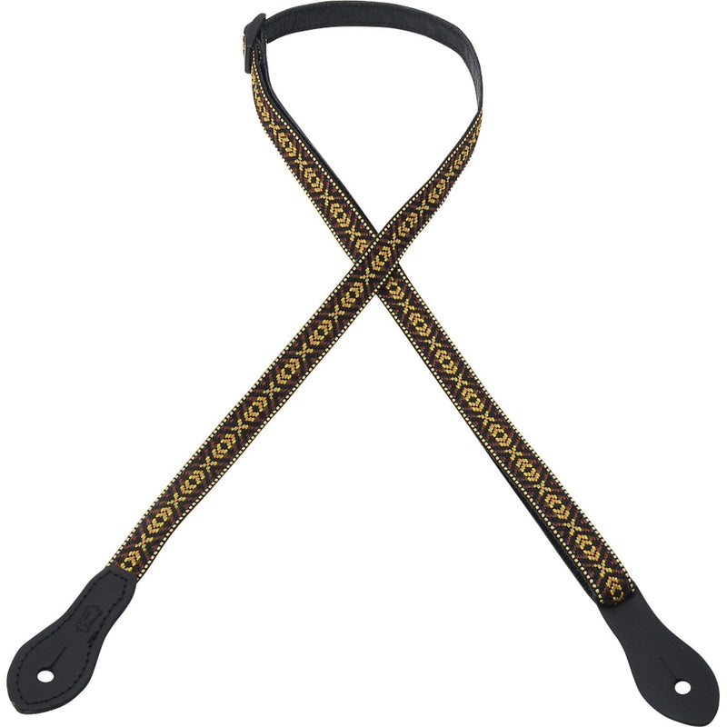 Levy’s MJ19UKE-002 1/2″ Wide Jacquard Mandolin/Ukulele Strap - Brown/Yellow