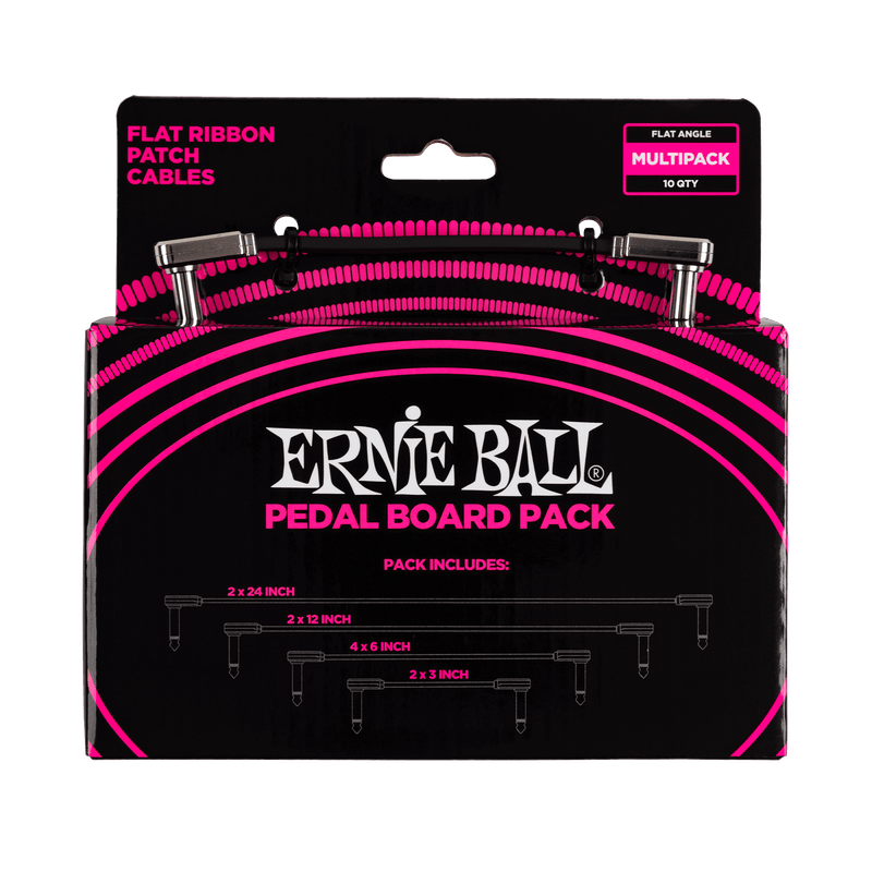 Ernie Ball 6224 Flat Ribbon Patch Cables Pedalboard Multi-Pack