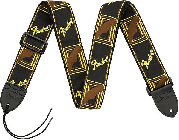 Fender® 2'' Monogrammed Strap, Black/Yellow/Brown