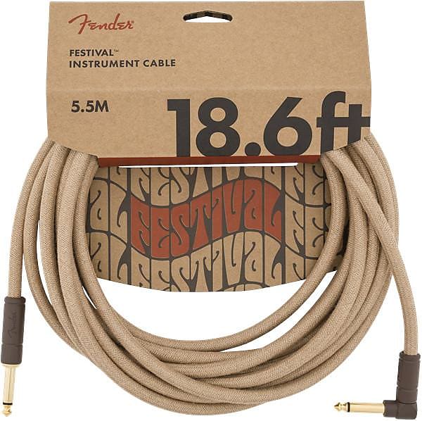 Fender 18.6' Angled Festival Instrument Cable, Pure Hemp, Natural