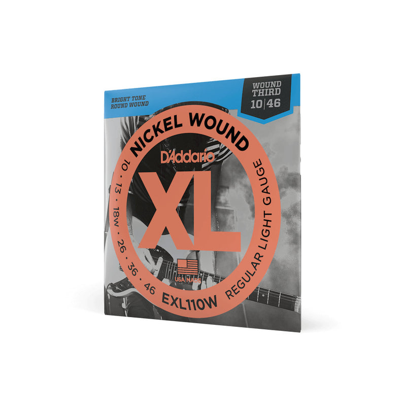 D'Addario EXL110W Nickel Wound Electric Strings, Reg. Light, Wound 3rd
