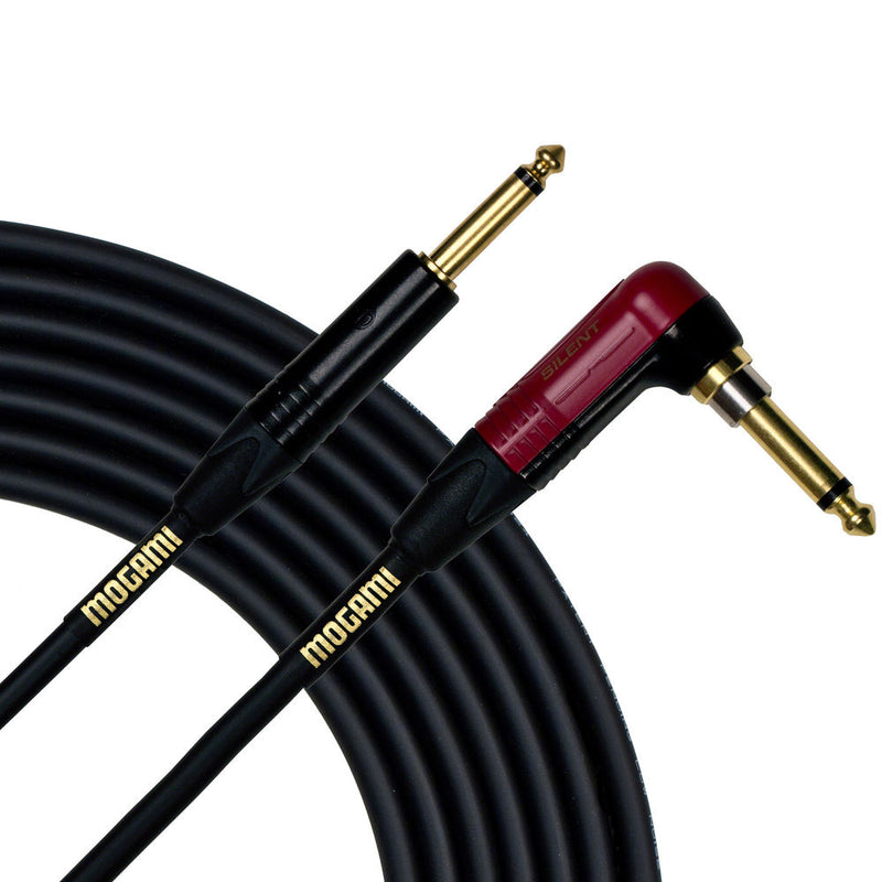 Mogami Gold Instrument Silent R-25 Cable Right-Angle/Straight, 25'