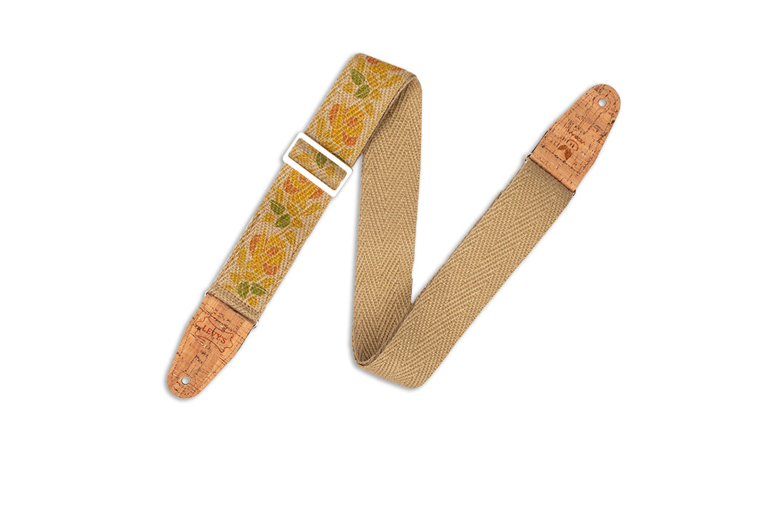 Levy's Hemp Guitar Strap - Rosa Motif - Yellow and Orange