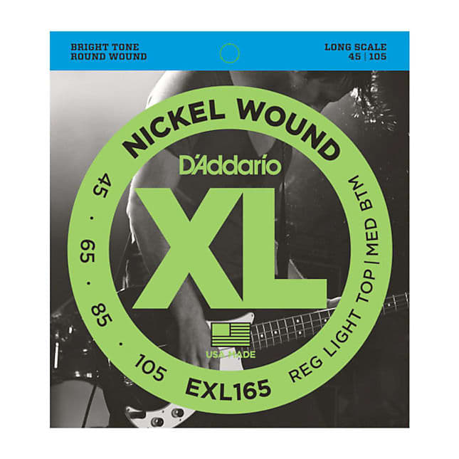 D'Addario EXL165 Nickel Wound Bass Strings, Custom Light, 45-105, Long Scale