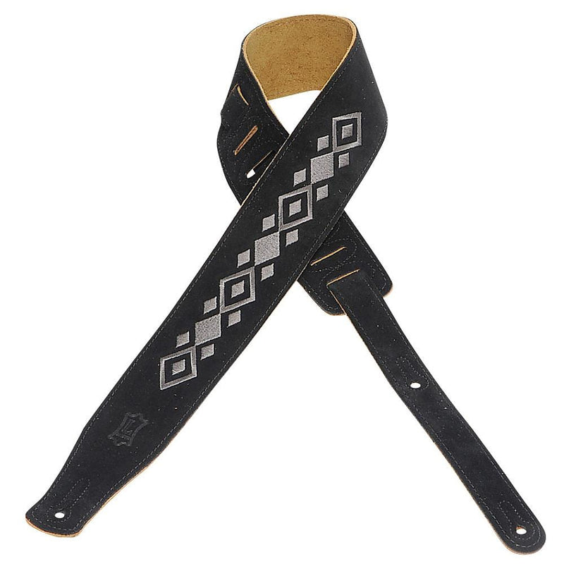 Levy's 2 1/2in Suede Guitar Strap With Embroidered Design And Suede Backing
