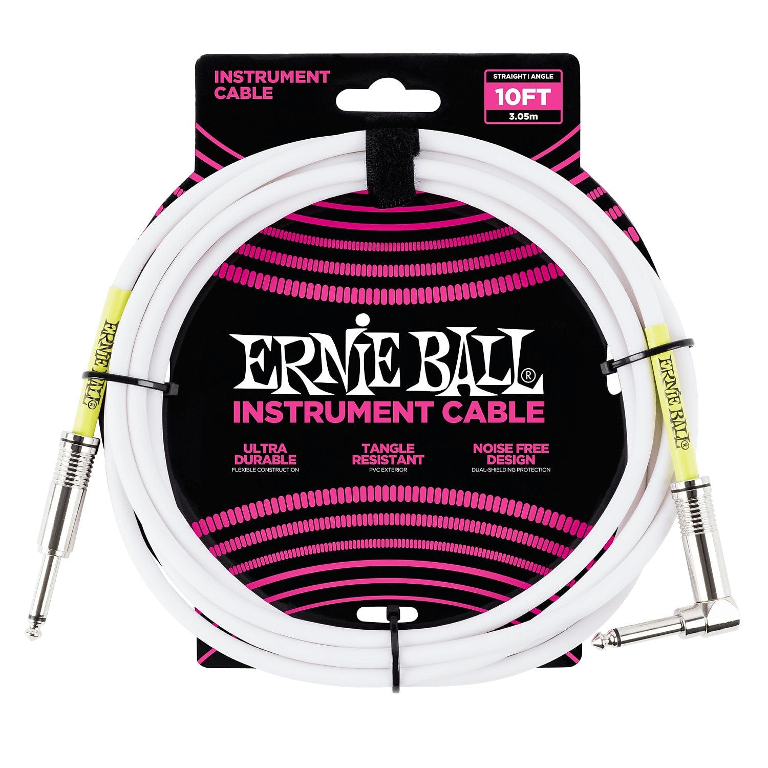 Ernie Ball 6049 Straight / Angle Instrument Cable - 10' White