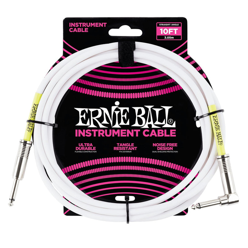 Ernie Ball 6049 Straight / Angle Instrument Cable - 10' White