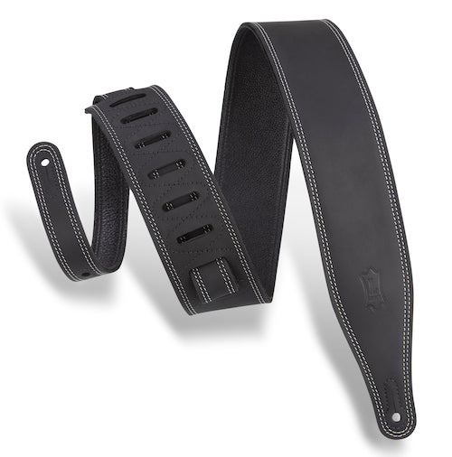Levy's 2.5" Wide Garment Leather Guitar Strap - Black