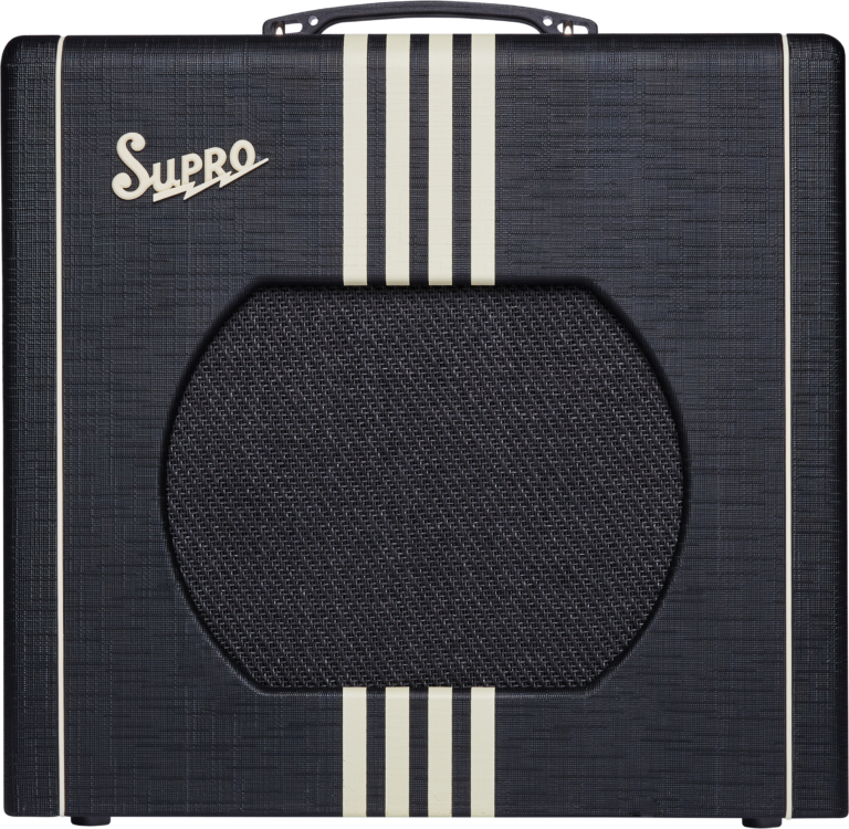 Supro 1822RBC Delta King 12 1x12 - Black w/Cream Stripes