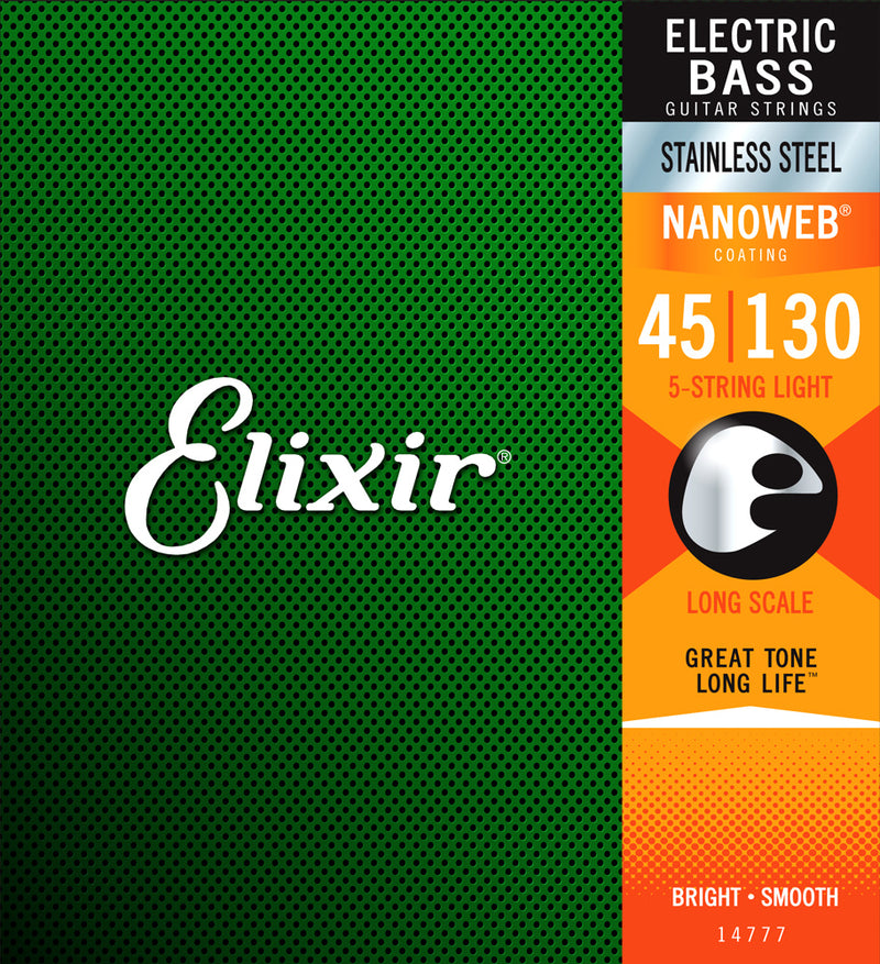 Elixir Strings 14777 E Bass S.Steel w/NANOWEB Coating, 5-Str Light