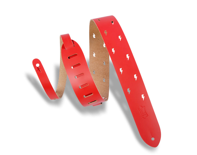 Levy's 2" Lightning Bolt Punch Out Guitar Strap - Red