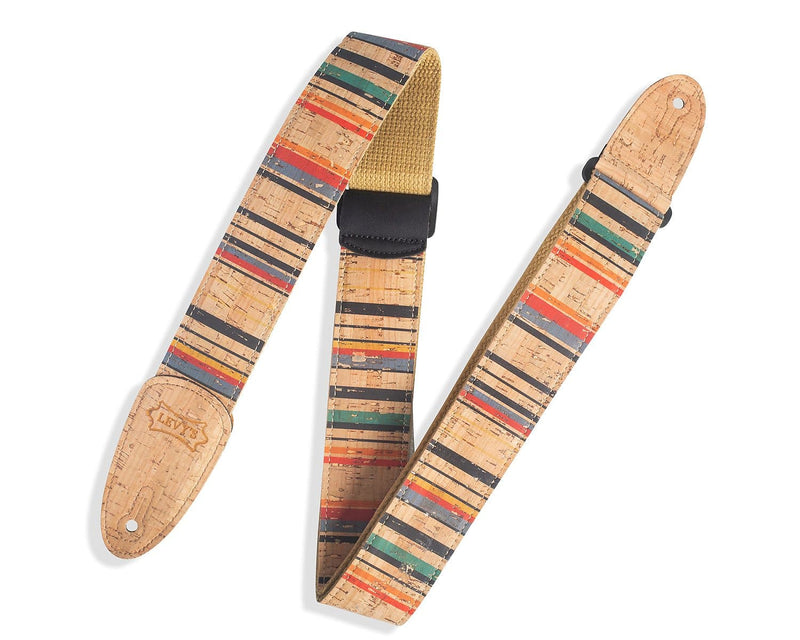 Levy's 2" Nantucket Cork Guitar Strap - White/Blue/Red/Yellow