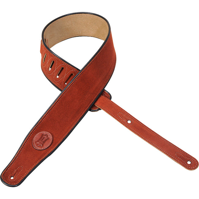 Levy's 2 1/2" Wide Suede Guitar Strap - Rust