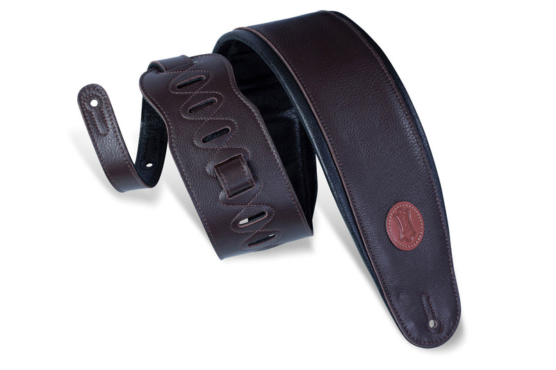Levy's 4.5in Leather Bass Strap With Foam Padding - Dark Brown