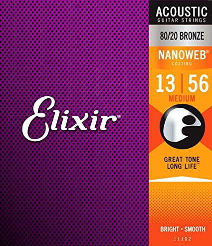 Elixir Strings 11102 Acoustic Bronze w/Nanoweb Coating Medium