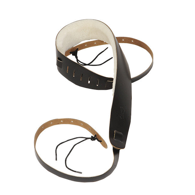 Levy's 2 1/2" Wide Genuine Leather Banjo Strap -  Dark Brown w/Sheepskin