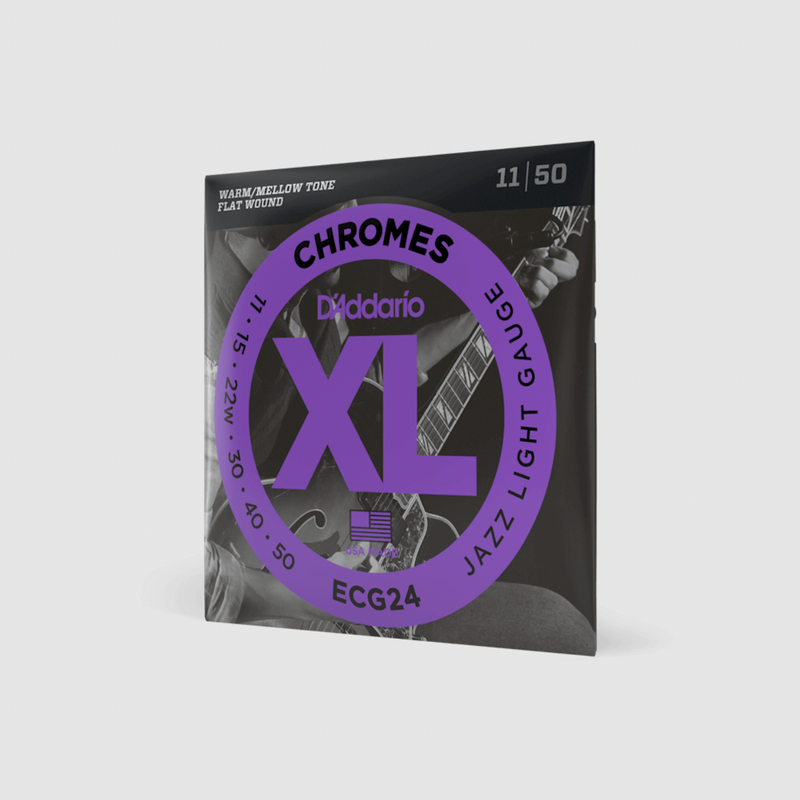 D'Addario ECG24 Chromes Flat Wound Electric Guitar Strings, Jazz Light, 11-50