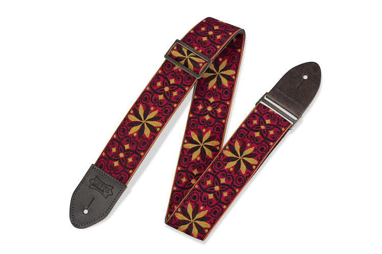 Levy's 2" Wide Jacquard Guitar Strap - Red/Yellow/Black