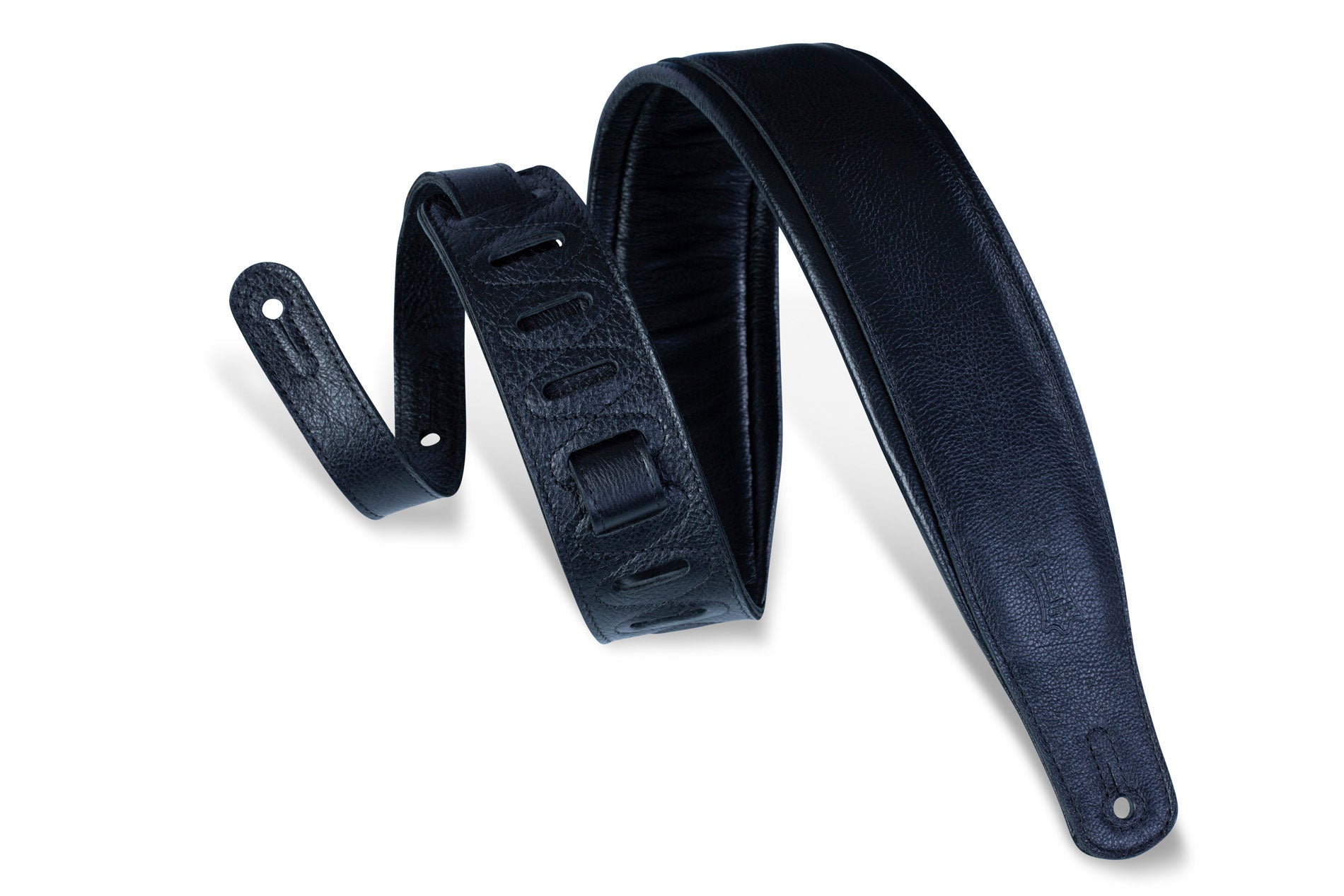 Levy's 3in Wide Black Garment Leather Guitar Strap