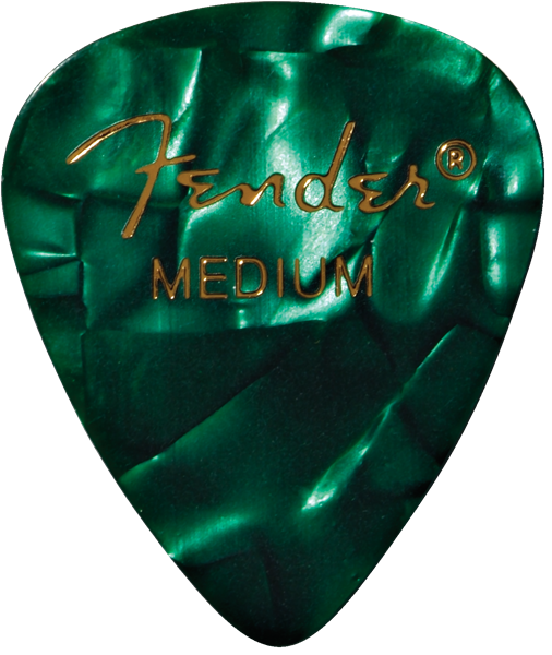 Fender Premium Celluloid 351 Shape Picks Medium Green Moto 12 Count