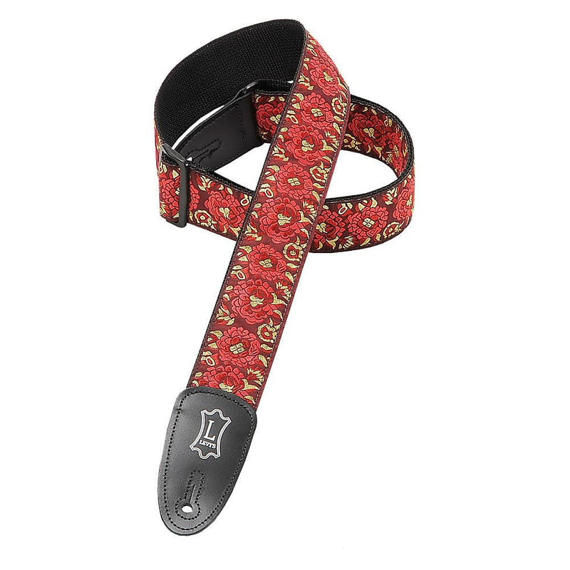 Levy's M8AS-RED 2in Asian Jacquard Weave Guitar Strap - Red
