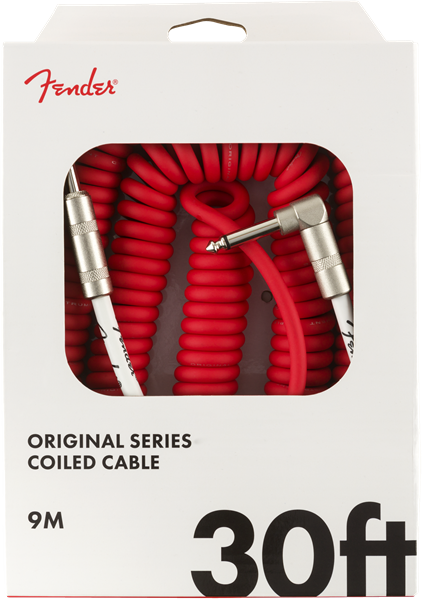 Fender Original Series Coil Cable, Straight-Angle, 30', Fiesta Red