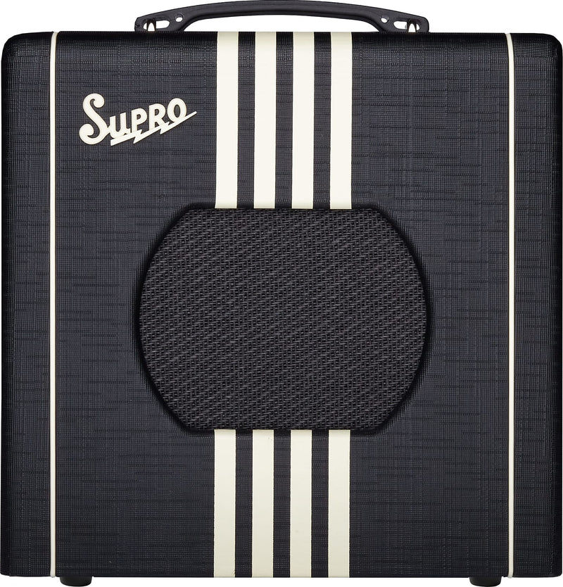 Supro 1818BC Delta King 8 1x8 - Black w/Cream Stripes