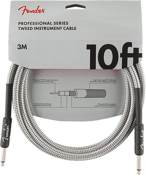 Fender Professional Series Instrument Cable, 10', White Tweed