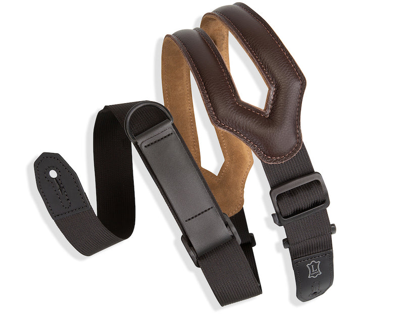 Levy's 3 inch Wide Ergonomic RipChord Guitar Strap - Dark Brown