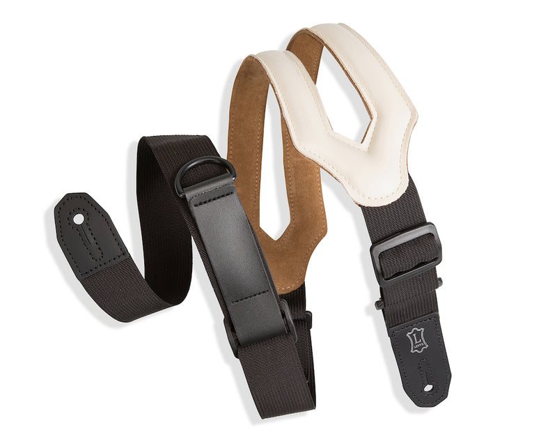 Levy's 3 inch Wide Ergonomic RipChord Guitar Strap - Cream