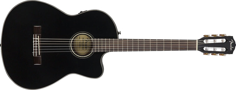 Fender CN-140SCE Nylon Thinline, Walnut Fingerboard, Black w/case