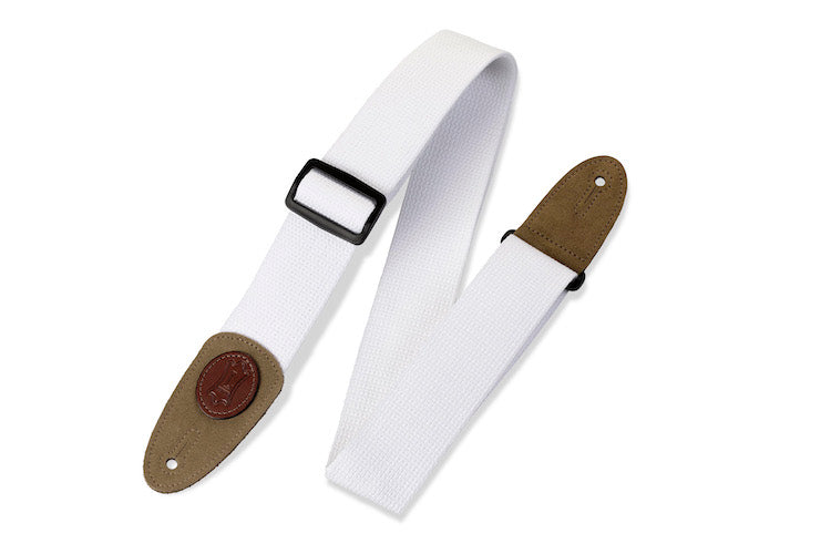 Levy's 2" Wide White Cotton Guitar Strap - White