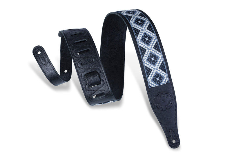 Levy's 2.5in Black Garment Leather Guitar Strap With Souldier Design