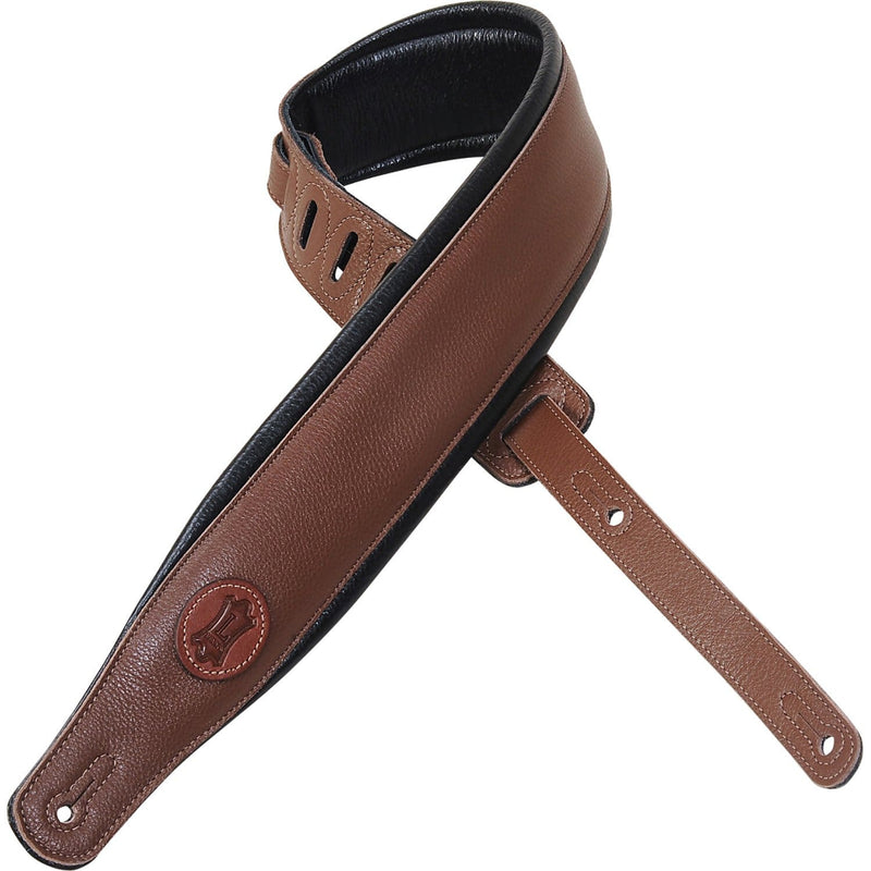 Levy's 3in Leather Bass Strap With Foam Padding - Dark Brown
