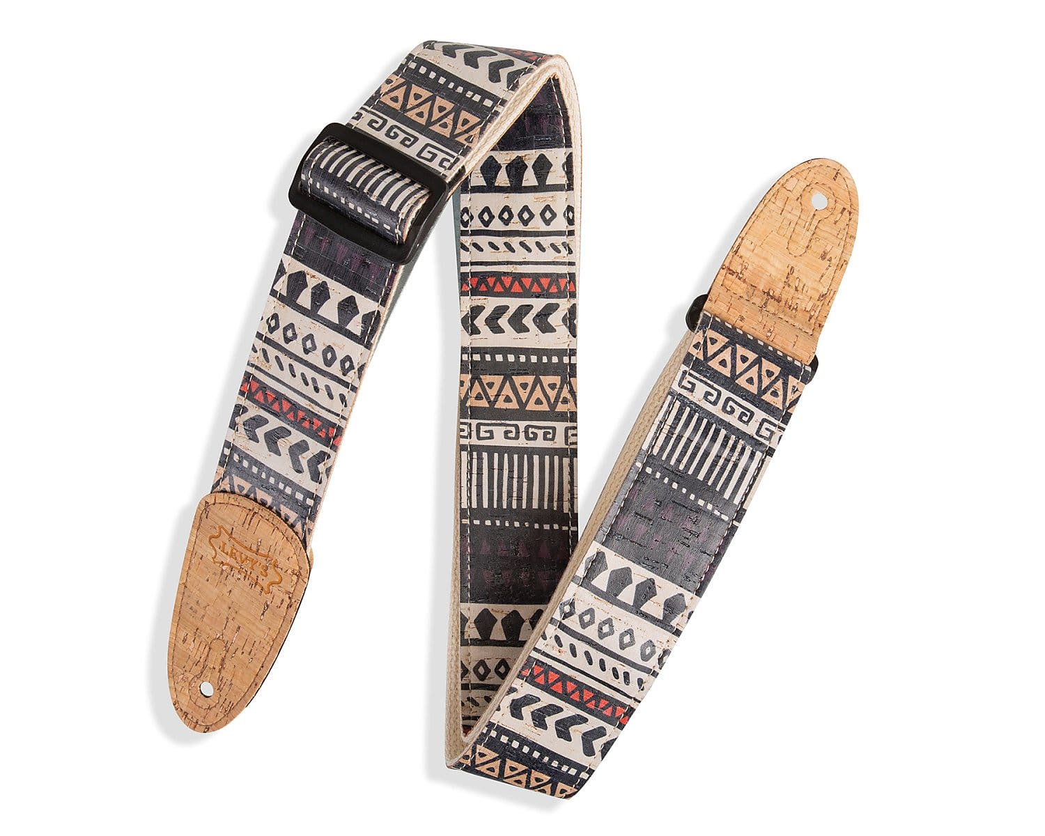 Levy's 2" Zanzibar Cork Guitar Strap - White/Black/Red/Blue