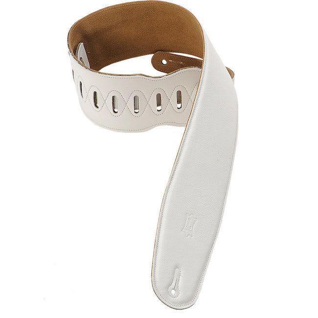 Levy's 3 1/2" Wide Garment Leather Bass Strap - White
