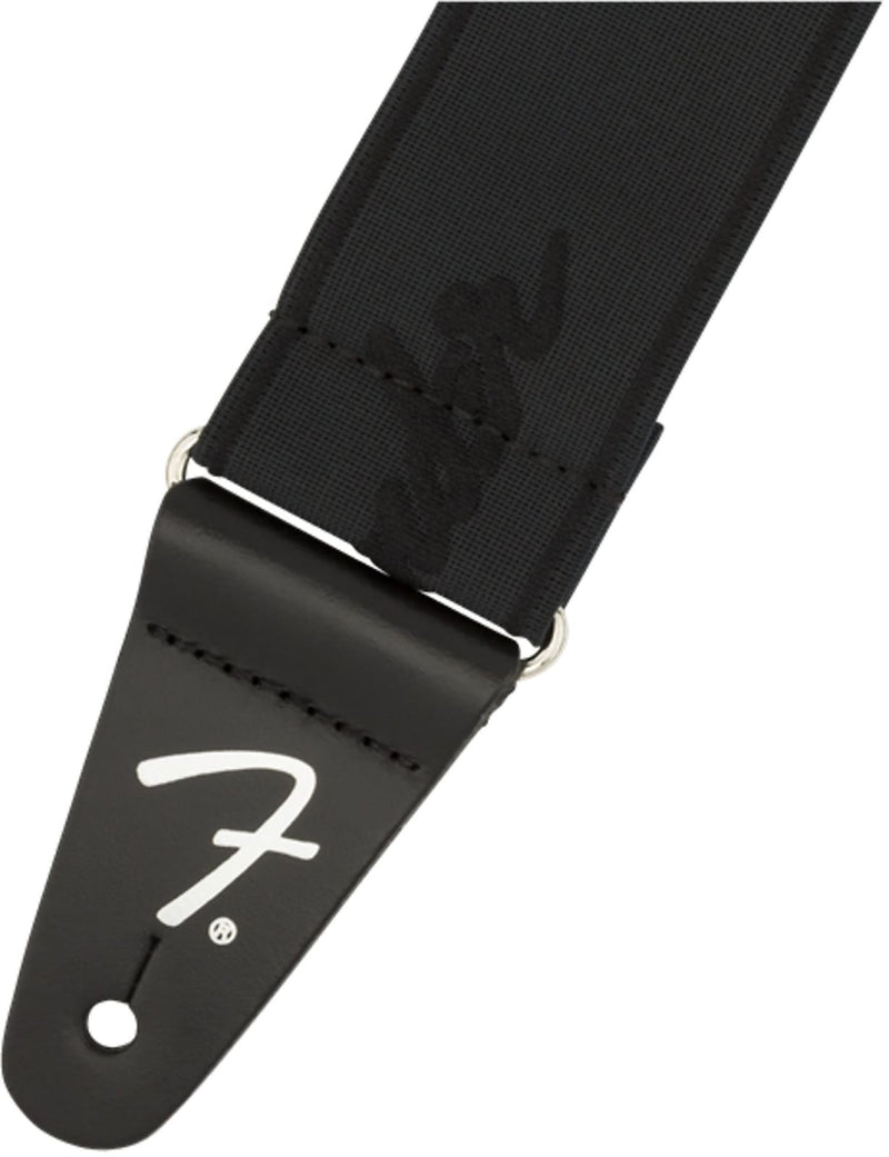 Fender WeighLess Running Logo Strap Black/Black
