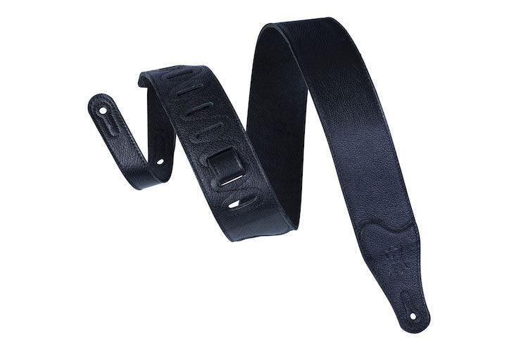 Levy's 2 1/2" Wide Black Garment Leather Guitar Strap w/Soft Leather Backing