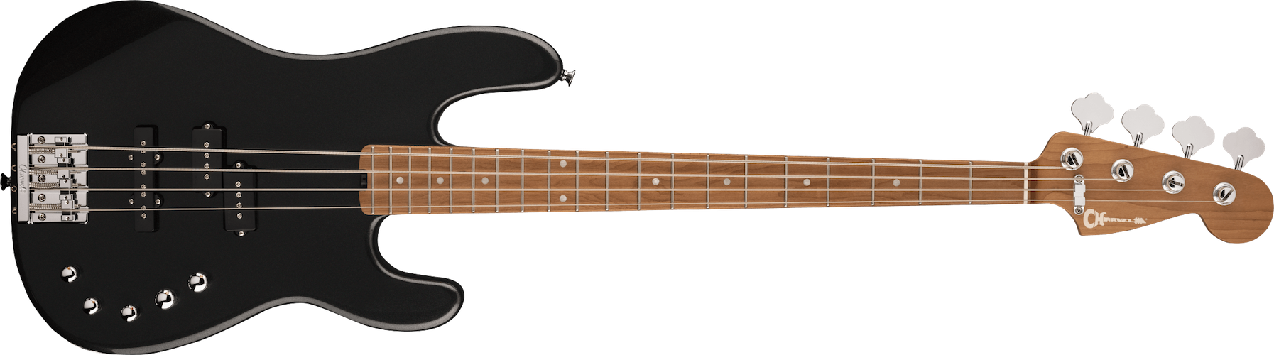 Charvel Pro-Mod San Dimas Bass PJ IV, Caramelized Maple FB, Metallic Black