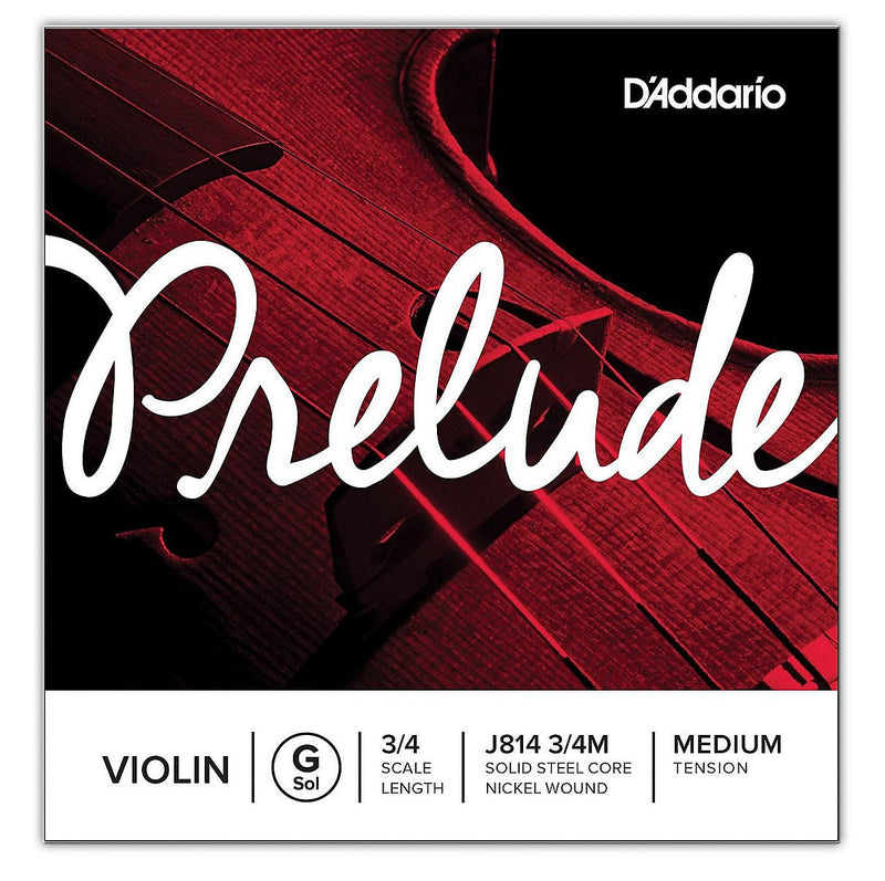 D'Addario Prelude Violin Single G String, 3/4 Scale, Medium Tension