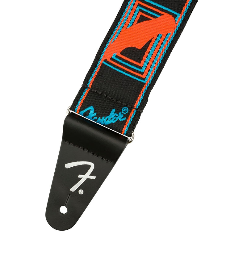 Fender Neon Monogrammed Strap, Blue/Orange