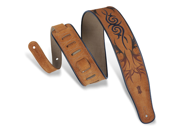 Levy's 2 1/2" Wide Suede Guitar Strap - Embroidered/Printed Design