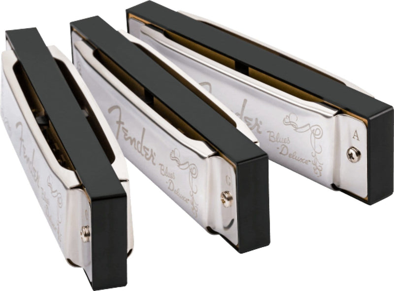 Fender Blues Deluxe Harmonica, Pack of 3, with Case